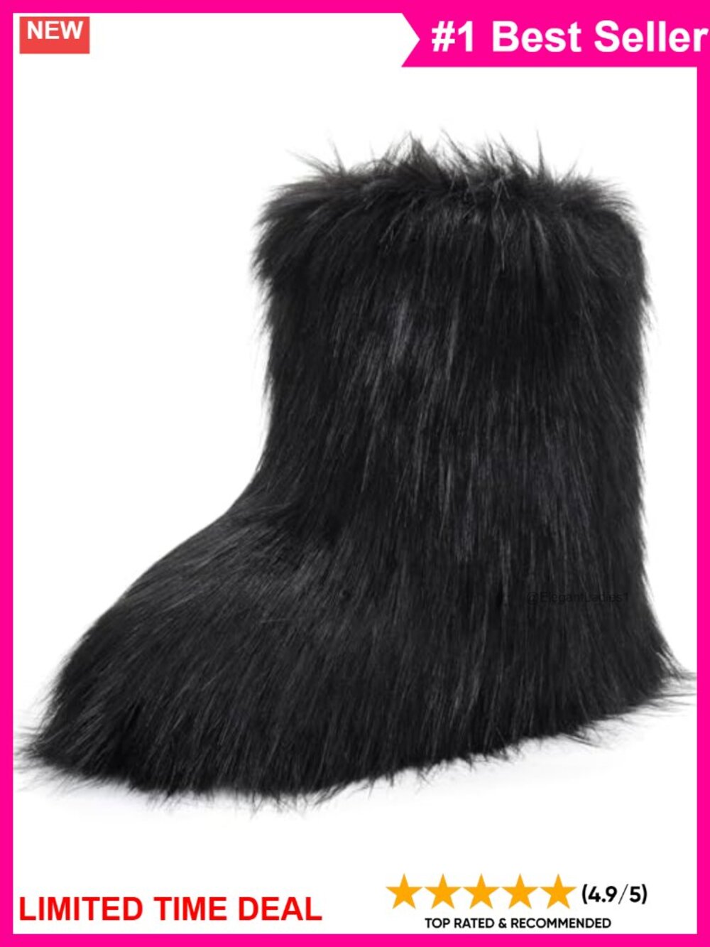 Women's Faux Fur Snow Boots Fuzzy Fluffy Ankle Winter Boots Warm Lined